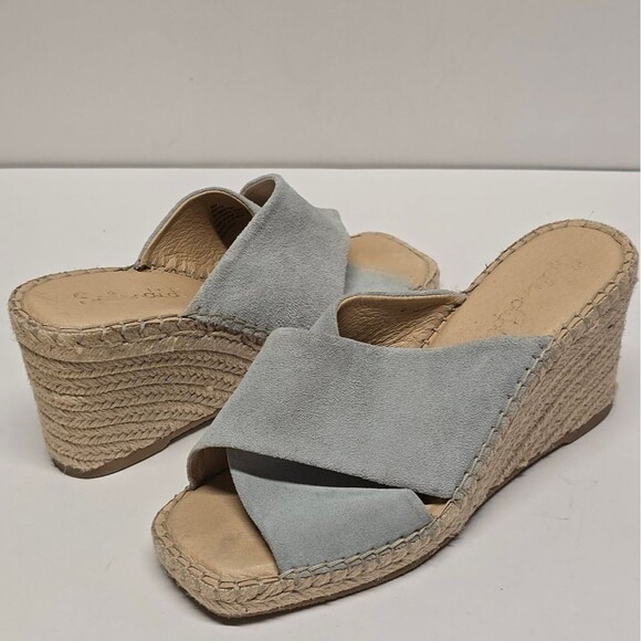Splendid Britt Light Blue Suede Espadrille Wedged Sandals Women's 8 - Picture 1 of 9